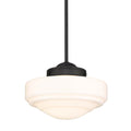 Golden Lighting 0508-M BLK-VMG Matte Black Golden Lighting Ingalls 1-light 12in Pendant In Matte Black And Vintage Milk Glass Image 1