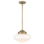 Golden Lighting Ingalls Golden Lighting Ingalls 1-light 12in Pendant In Matte Black And Vintage Milk Glass
