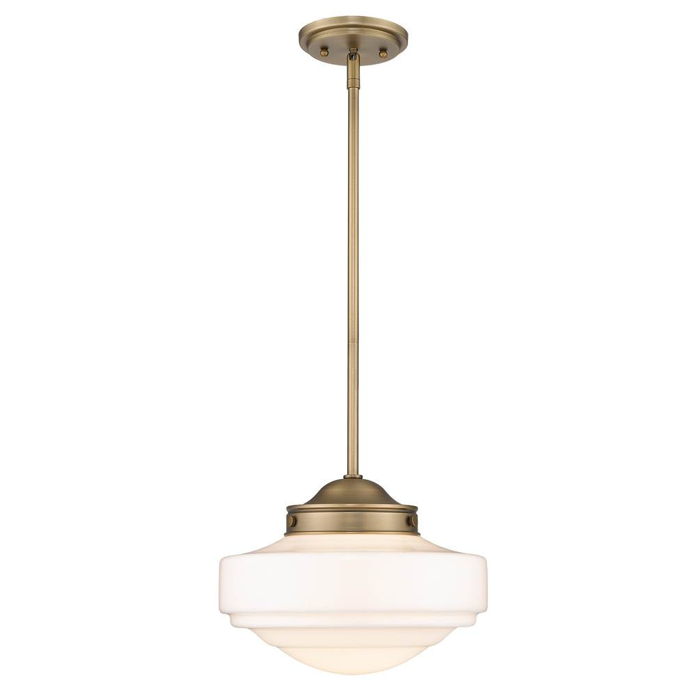 Golden Lighting Ingalls Golden Lighting Ingalls 1-light 12in Pendant In Matte Black And Vintage Milk Glass