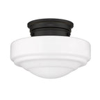 Golden Lighting 0508-SF BLK-VMG Matte Black Golden Lighting Ingalls 1-light 12in Semi-flush Mount In Matte Black And Vintage Milk Glass Image 4