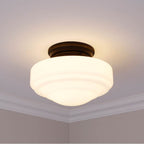 Golden Lighting 0508-SF BLK-VMG Matte Black Golden Lighting Ingalls 1-light 12in Semi-flush Mount In Matte Black And Vintage Milk Glass Image 3