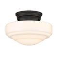 Golden Lighting 0508-SF BLK-VMG Matte Black Golden Lighting Ingalls 1-light 12in Semi-flush Mount In Matte Black And Vintage Milk Glass Image 1