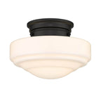 Golden Lighting 0508-SF BLK-VMG Matte Black Golden Lighting Ingalls 1-light 12in Semi-flush Mount In Matte Black And Vintage Milk Glass Image 1