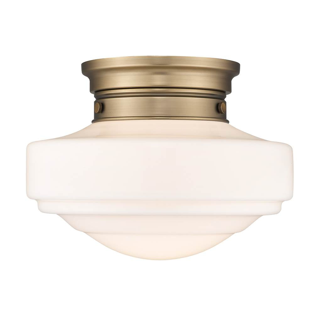 Golden Lighting Ingalls Golden Lighting Ingalls 1-light 12in Semi-flush Mount In Matte Black And Vintage Milk Glass