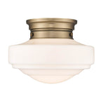 Golden Lighting Ingalls Golden Lighting Ingalls 1-light 12in Semi-flush Mount In Matte Black And Vintage Milk Glass