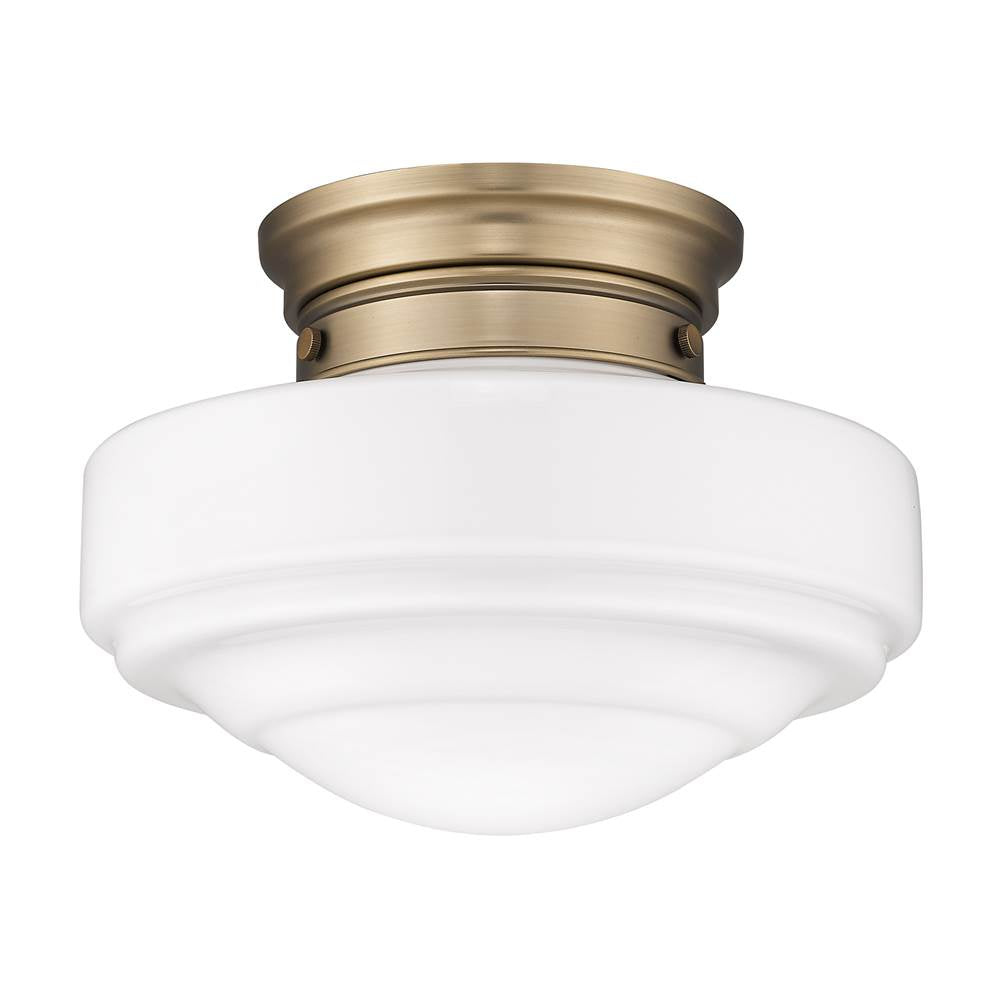 Golden Lighting 0508-SF MBS-VMG Modern Brass Golden Lighting Ingalls 1-light 12in Semi-flush Mount In Modern Brass And Vintage Milk Glass Image 5
