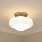 Golden Lighting 0508-SF MBS-VMG Modern Brass Golden Lighting Ingalls 1-light 12in Semi-flush Mount In Modern Brass And Vintage Milk Glass Image 3