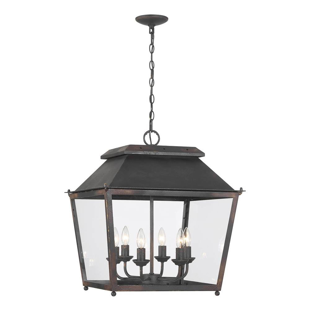Golden Lighting 0804-6P ABI Antique Black Iron Golden Lighting Abingdon 6-light Pendant In Antique Black Iron Image 1