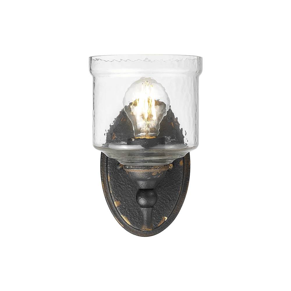 Golden Lighting 0806-1W ABI-HWG Antique Black Iron Golden Lighting Keating 1-light Wall Sconce In Antique Black Iron Image 1