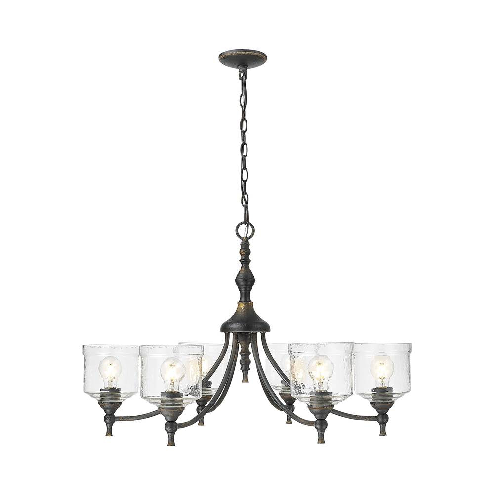 Golden Lighting 0806-6 ABI-HWG Antique Black Iron Golden Lighting Keating 6-light Chandelier In Antique Black Iron Image 1