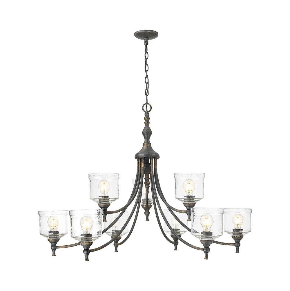 Golden Lighting 0806-9 ABI-HWG Antique Black Iron Golden Lighting Keating 9-light Chandelier In Antique Black Iron Image 1