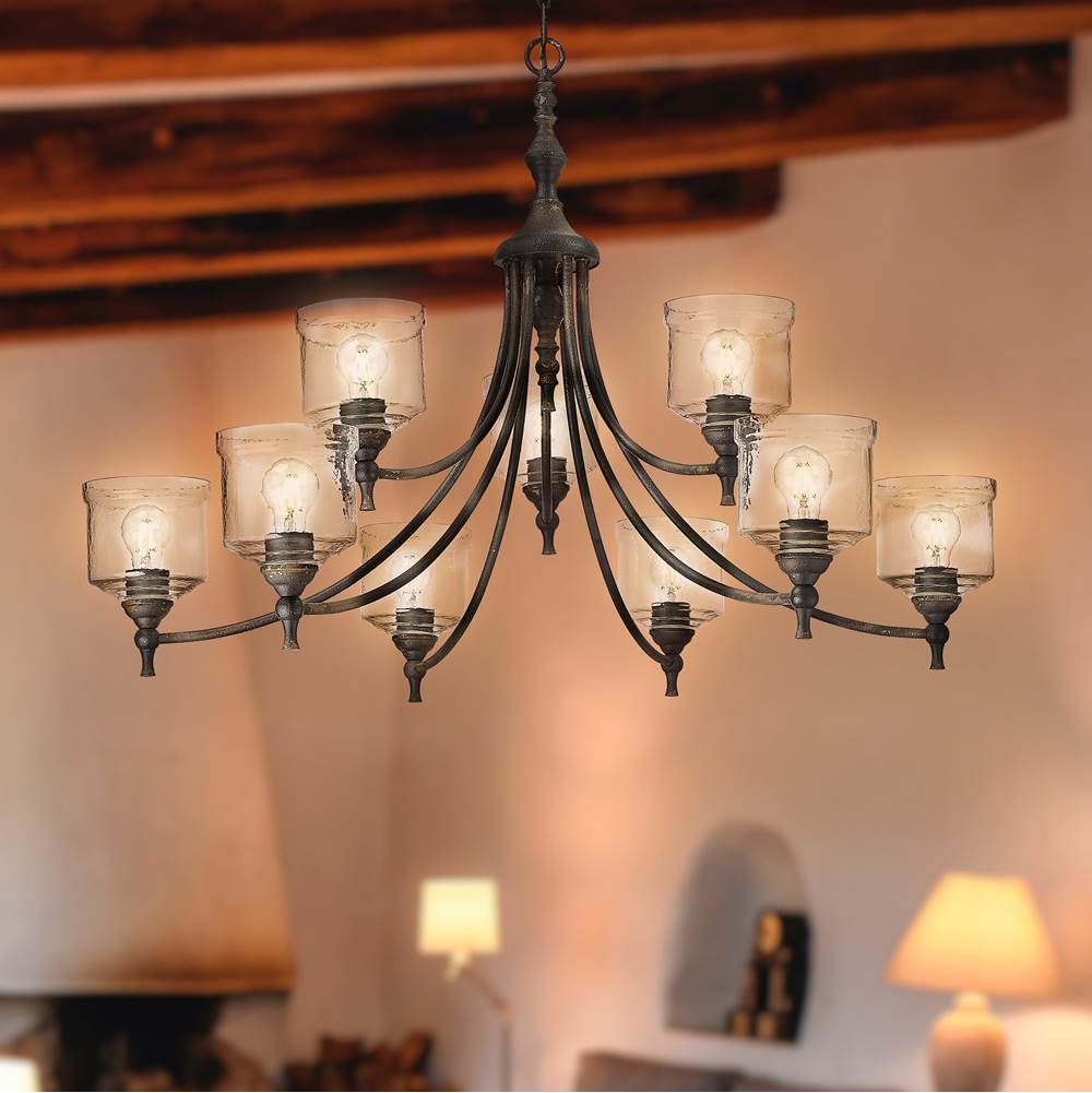 Golden Lighting 0806-9 ABI-HWG Antique Black Iron Golden Lighting Keating 9-light Chandelier In Antique Black Iron Image 3