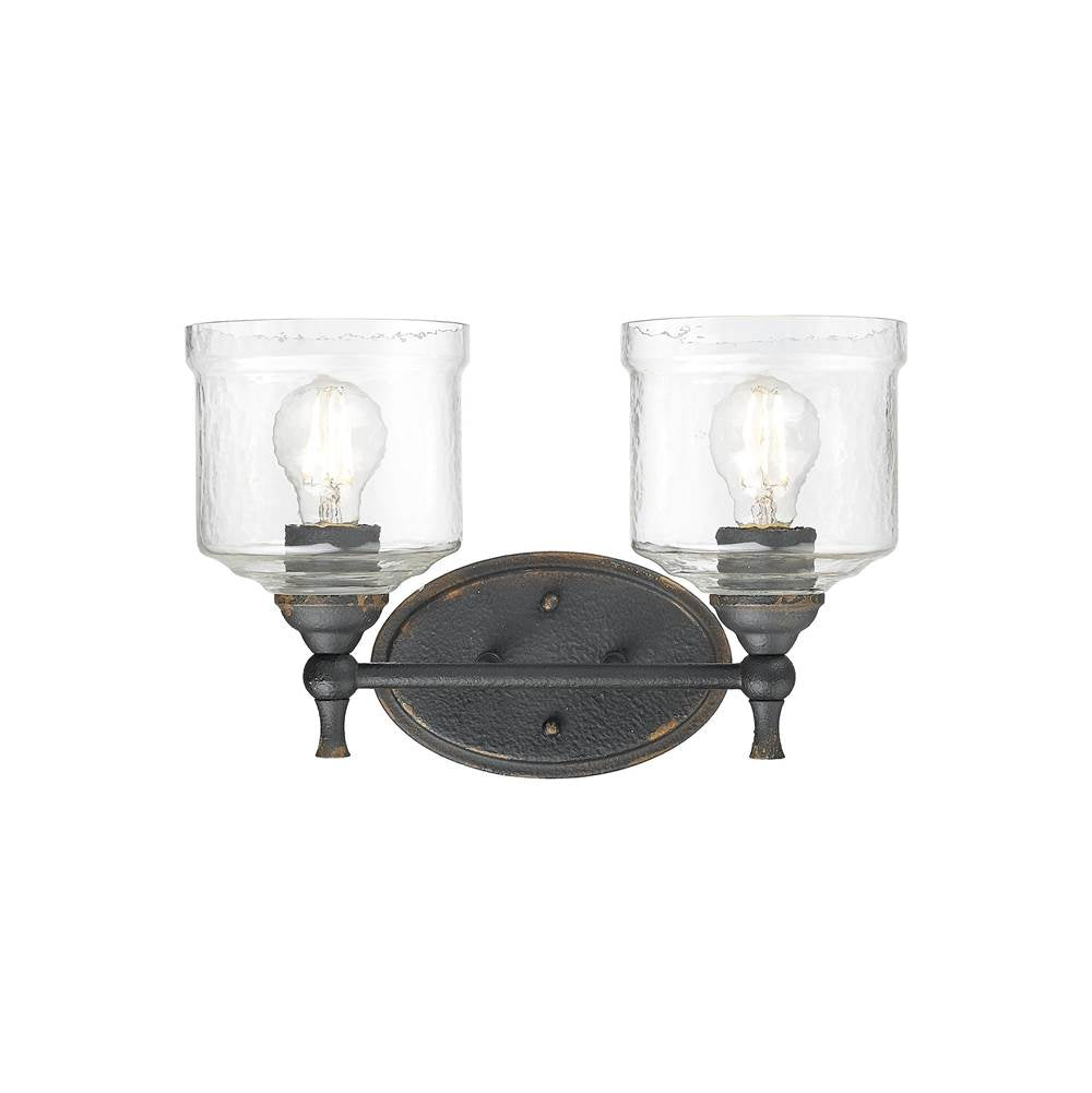 Golden Lighting 0806-BA2 ABI-HWG Antique Black Iron Golden Lighting Keating 2-light Vanity In Antique Black Iron Image 1