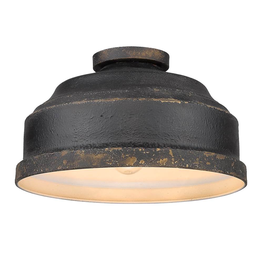 Golden Lighting 0806-FM ABI Antique Black Iron Golden Lighting Keating 3-light Flush Mount In Antique Black Iron Image 1
