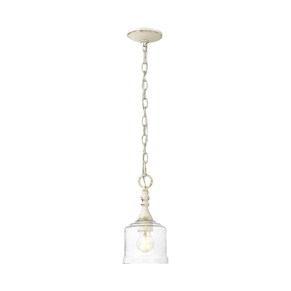 Golden Lighting 0806-M1L ABI-HWG Antique Black Iron Golden Lighting Keating 1-light Pendant In Antique Black Iron And Hammered Water Glass Image 1