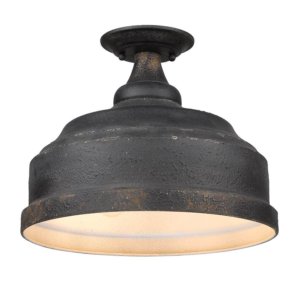 Golden Lighting 0806-SF ABI Antique Black Iron Golden Lighting Keating 3-light Semi-flush Mount In Antique Black Iron Image 1