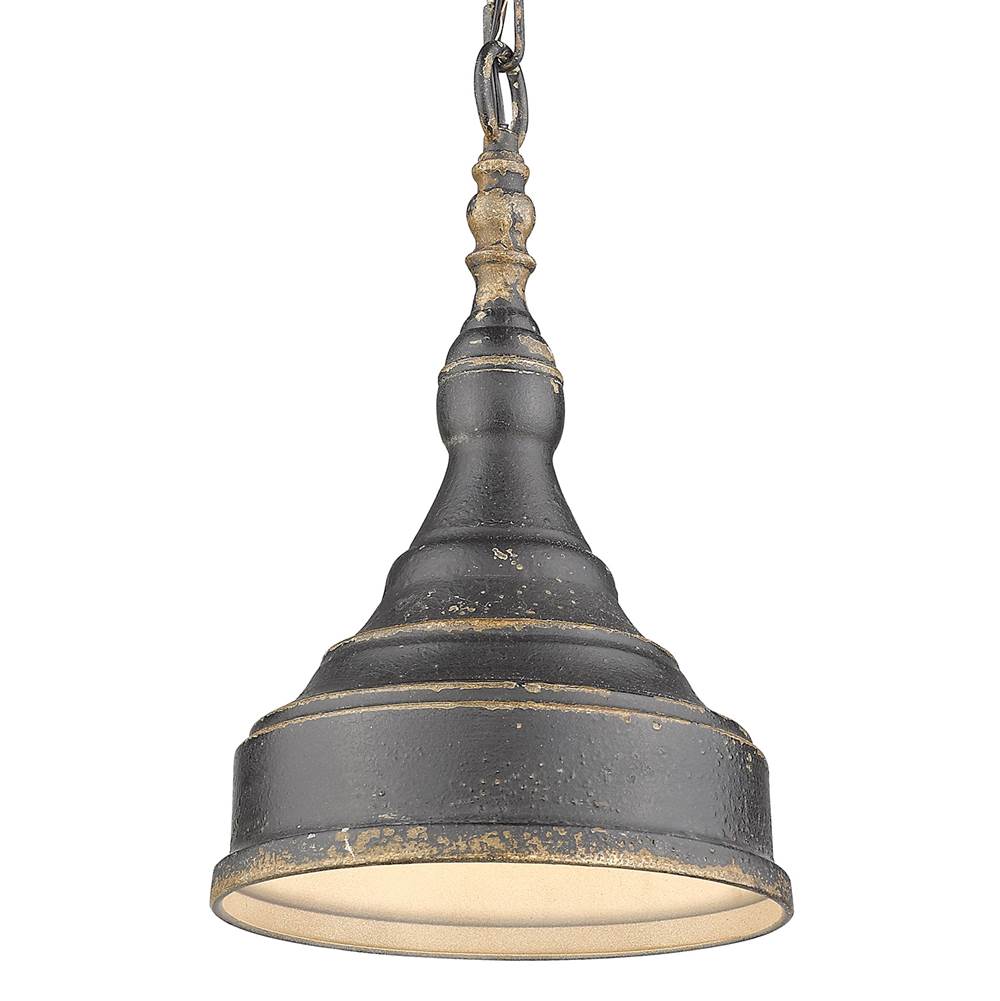 Golden Lighting 0806-S ABI Antique Black Iron Golden Lighting Keating 1-light Pendant In Antique Black Iron And Antique Black Iron Shade Image 1