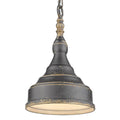 Golden Lighting 0806-S ABI Antique Black Iron Golden Lighting Keating 1-light Pendant In Antique Black Iron And Antique Black Iron Shade Image 1