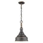 Golden Lighting Keating Golden Lighting Keating 1-light Pendant In Antique Black Iron And Antique Black Iron Shade