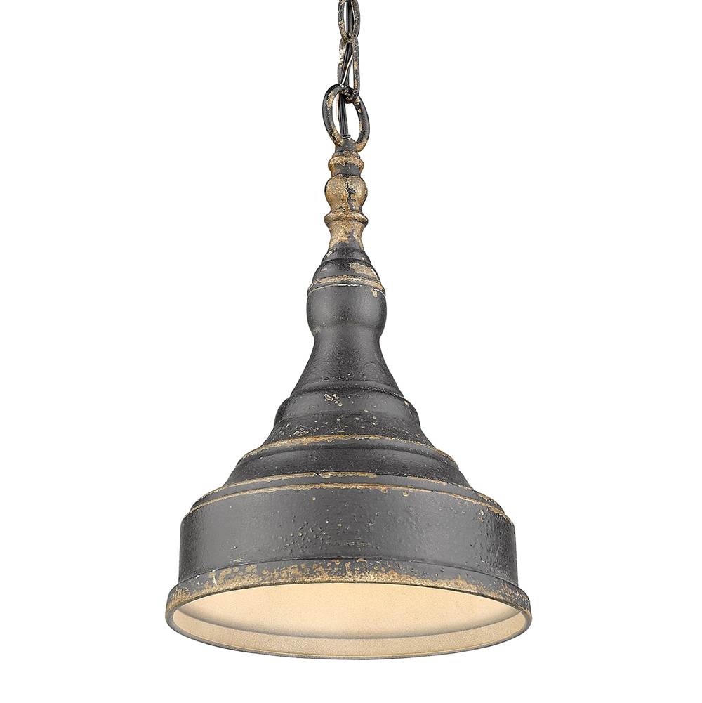 Golden Lighting 0806-S ABI Antique Black Iron Golden Lighting Keating 1-light Pendant In Antique Black Iron And Antique Black Iron Shade Image 4
