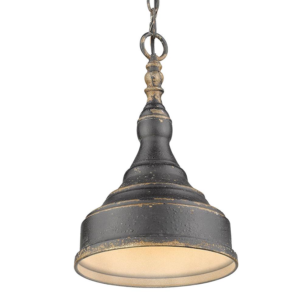 Golden Lighting 0806-S ABI Antique Black Iron Golden Lighting Keating 1-light Pendant In Antique Black Iron And Antique Black Iron Shade Image 2