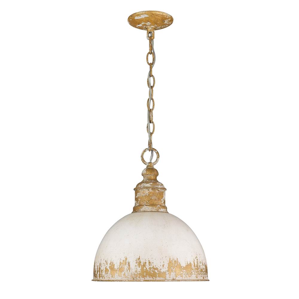 Golden Lighting Alison Golden Lighting Alison 1-light Pendant In Vintage Gold And Antique Ivory Shade