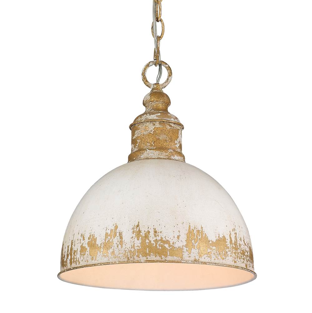 Golden Lighting 0809-M VG-AI Vintage Gold Golden Lighting Alison 1-light Pendant In Vintage Gold And Antique Ivory Shade Image 1