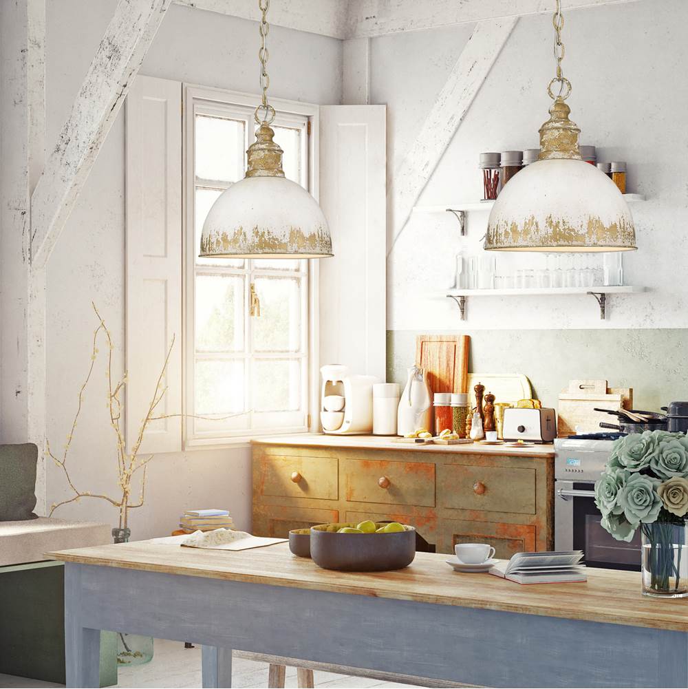 Golden Lighting 0809-M VG-AI Vintage Gold Golden Lighting Alison 1-light Pendant In Vintage Gold And Antique Ivory Shade Image 3