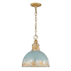 Golden Lighting Alison Golden Lighting Alison 1-light Pendant In Vintage Gold And Antique Teal Shade