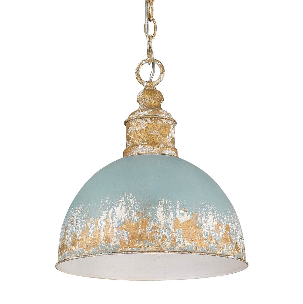 Golden Lighting 0809-M VG-TEAL Vintage Gold Golden Lighting Alison 1-light Pendant In Vintage Gold And Antique Teal Shade Image 5