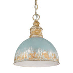 Golden Lighting 0809-M VG-TEAL Vintage Gold Golden Lighting Alison 1-light Pendant In Vintage Gold And Antique Teal Shade Image 5