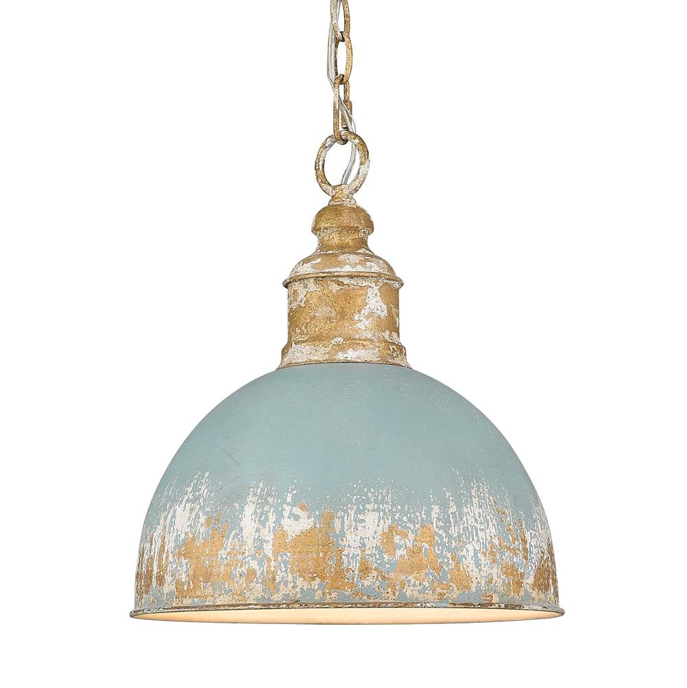 Golden Lighting 0809-M VG-TEAL Vintage Gold Golden Lighting Alison 1-light Pendant In Vintage Gold And Antique Teal Shade Image 4