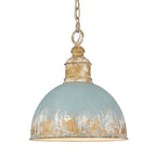 Golden Lighting 0809-M VG-TEAL Vintage Gold Golden Lighting Alison 1-light Pendant In Vintage Gold And Antique Teal Shade Image 4