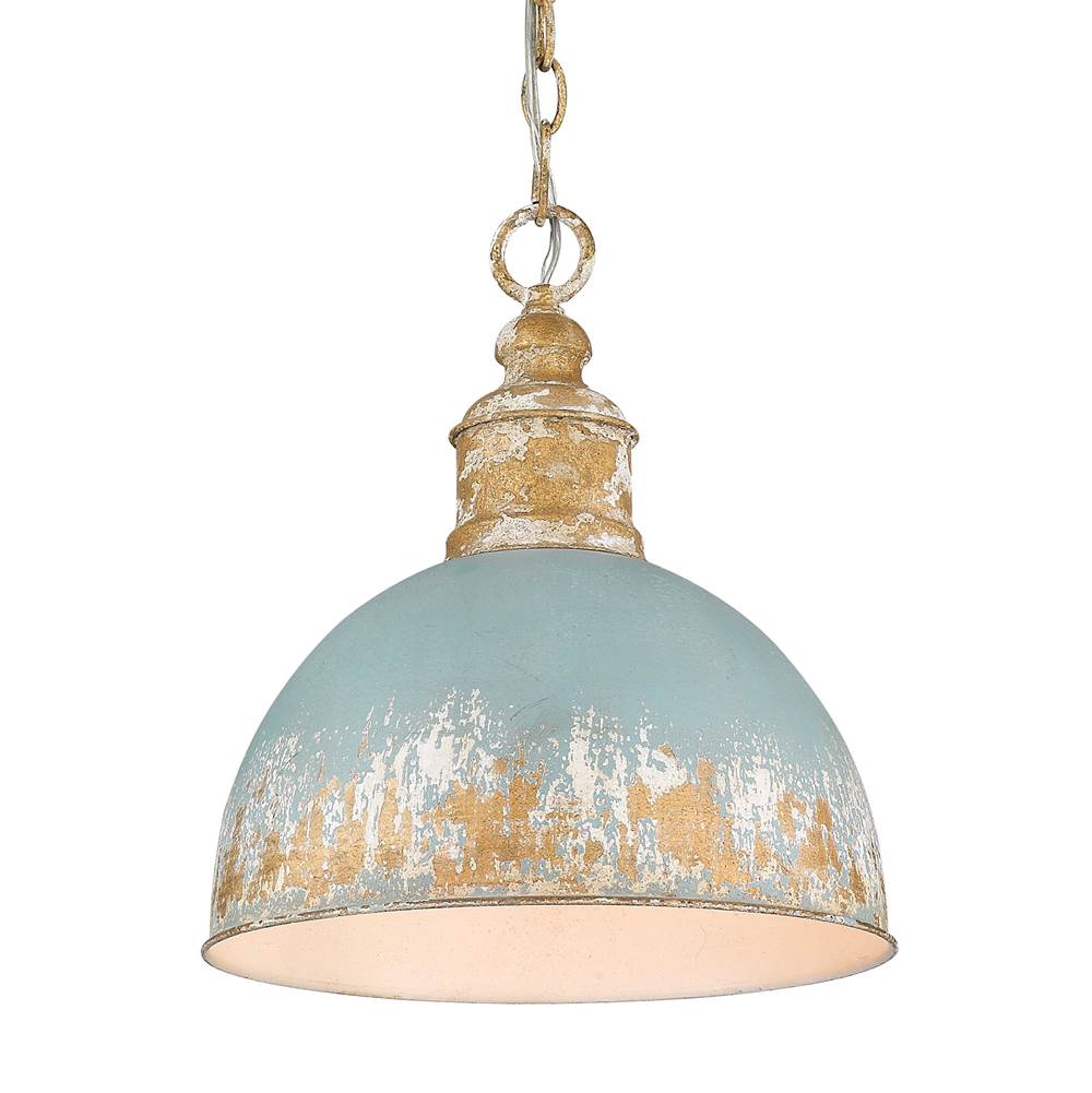 Golden Lighting 0809-M VG-TEAL Vintage Gold Golden Lighting Alison 1-light Pendant In Vintage Gold And Antique Teal Shade Image 1