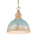 Golden Lighting 0809-M VG-TEAL Vintage Gold Golden Lighting Alison 1-light Pendant In Vintage Gold And Antique Teal Shade Image 1