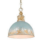 Golden Lighting 0809-M VG-TEAL Vintage Gold Golden Lighting Alison 1-light Pendant In Vintage Gold And Antique Teal Shade Image 1