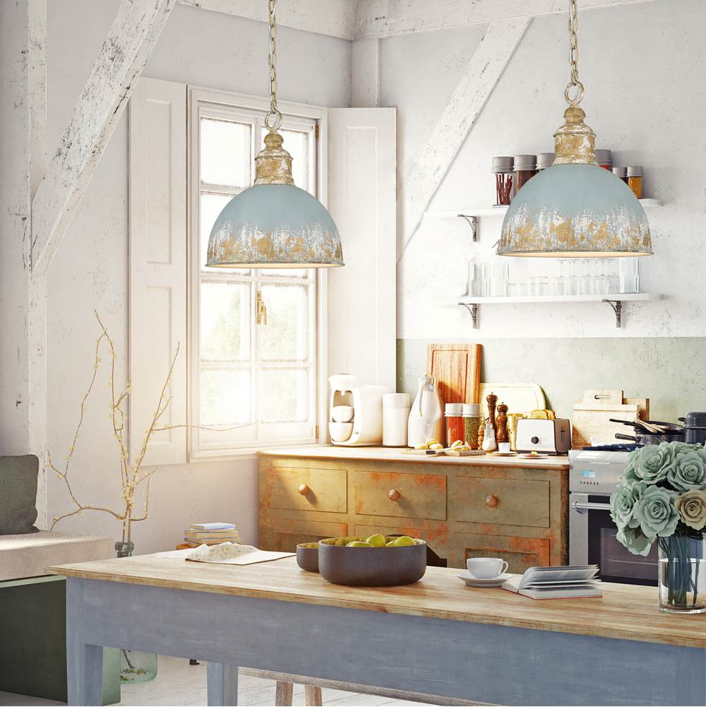 Golden Lighting 0809-M VG-TEAL Vintage Gold Golden Lighting Alison 1-light Pendant In Vintage Gold And Antique Teal Shade Image 3