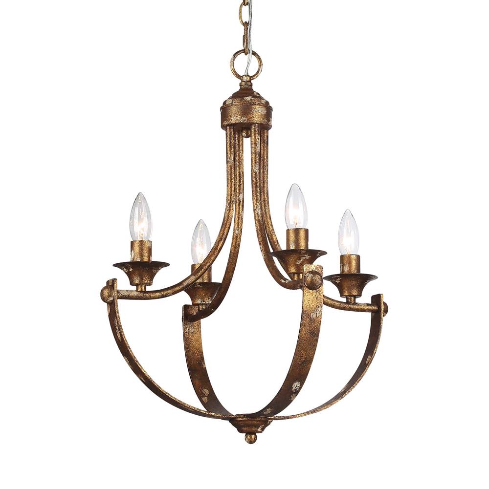 Golden Lighting 0815-4 HG Heirloom Gold Wry Lighting Victoria 4-light Chandelier In Heirloom Gold Image 1
