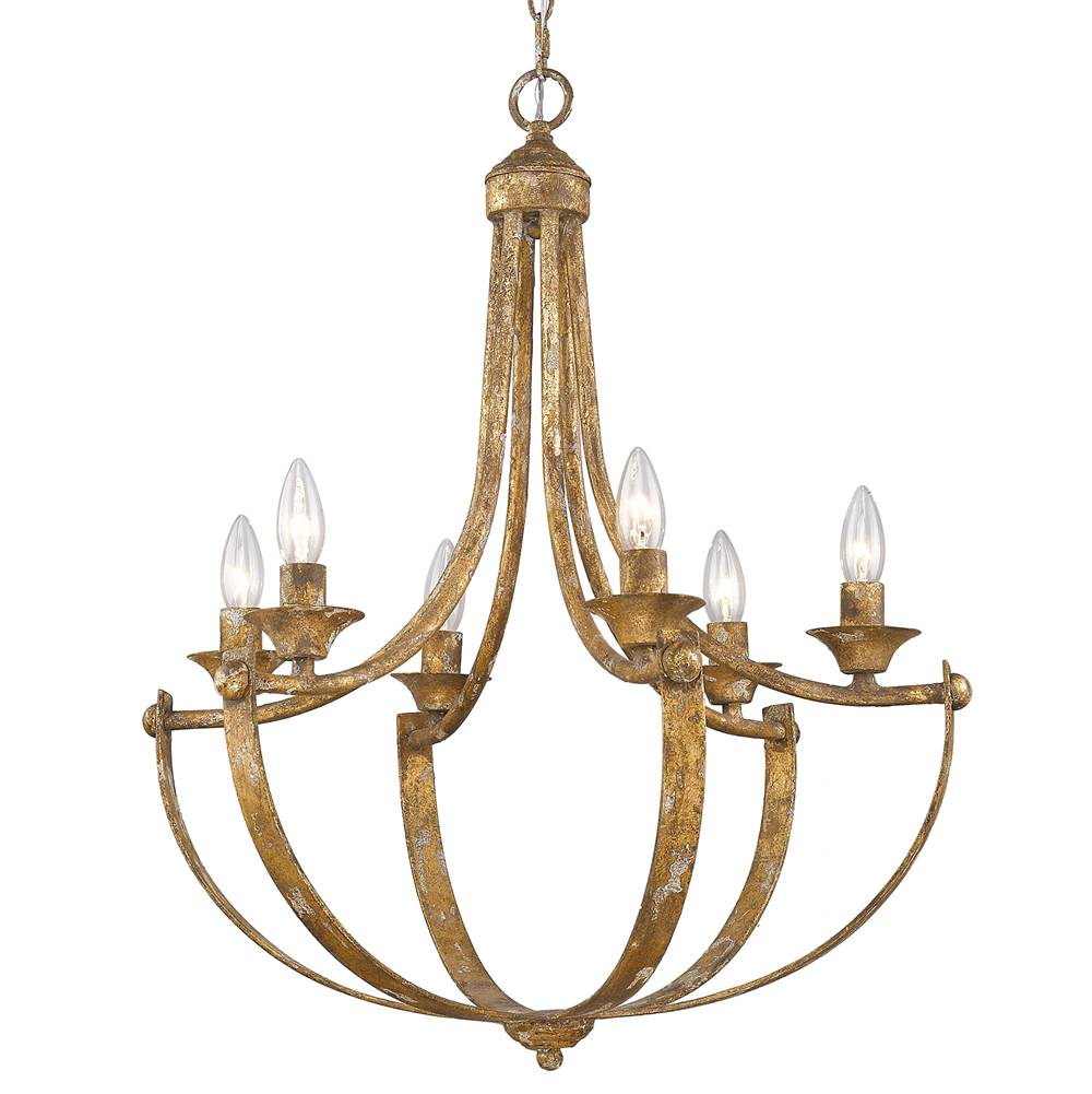 Golden Lighting 0815-6 HG Heirloom Gold Wry Lighting Victoria 6-light Chandelier In Heirloom Gold Image 1