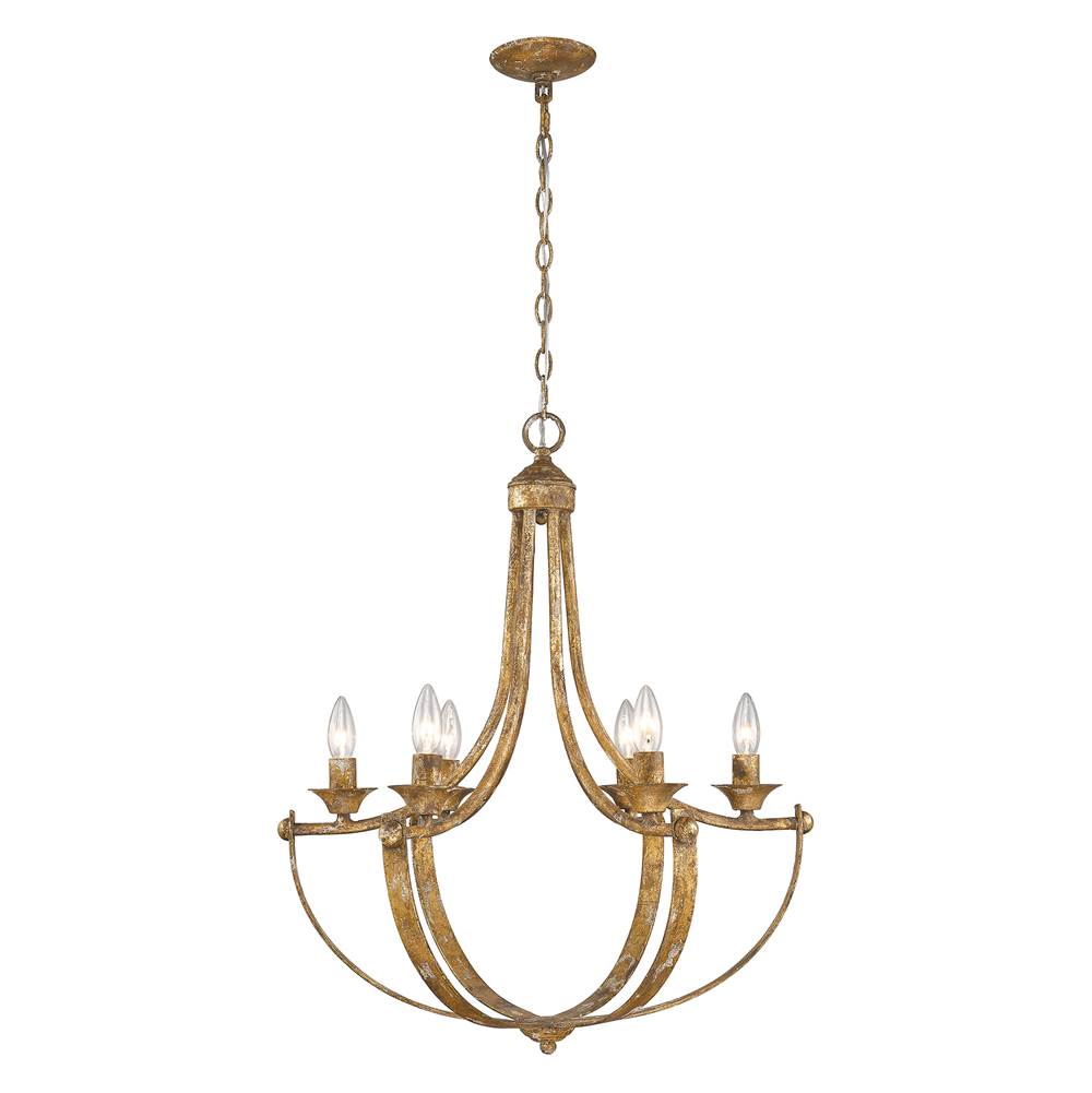 Golden Lighting Victoria Wry Lighting Victoria 6-light Chandelier In Heirloom Gold