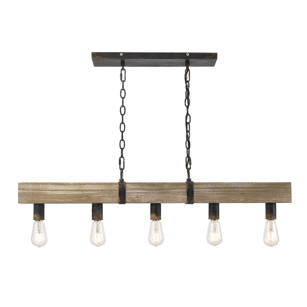 Golden Lighting Garrett Golden Lighting Garrett 5-light Island Light In Antique Black Iron