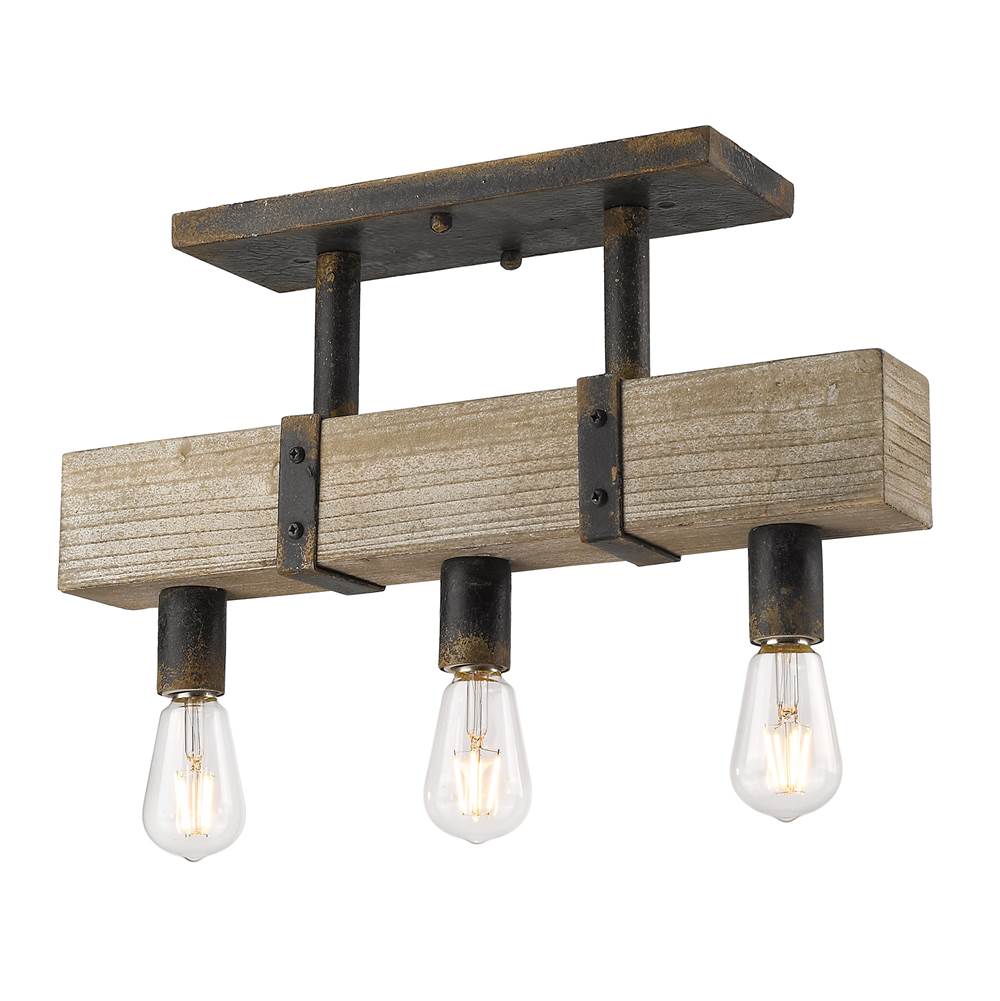Golden Lighting 0818-SF ABI Antique Black Iron Golden Lighting Garrett 3-light Semi-flush Mount In Antique Black Iron Image 1