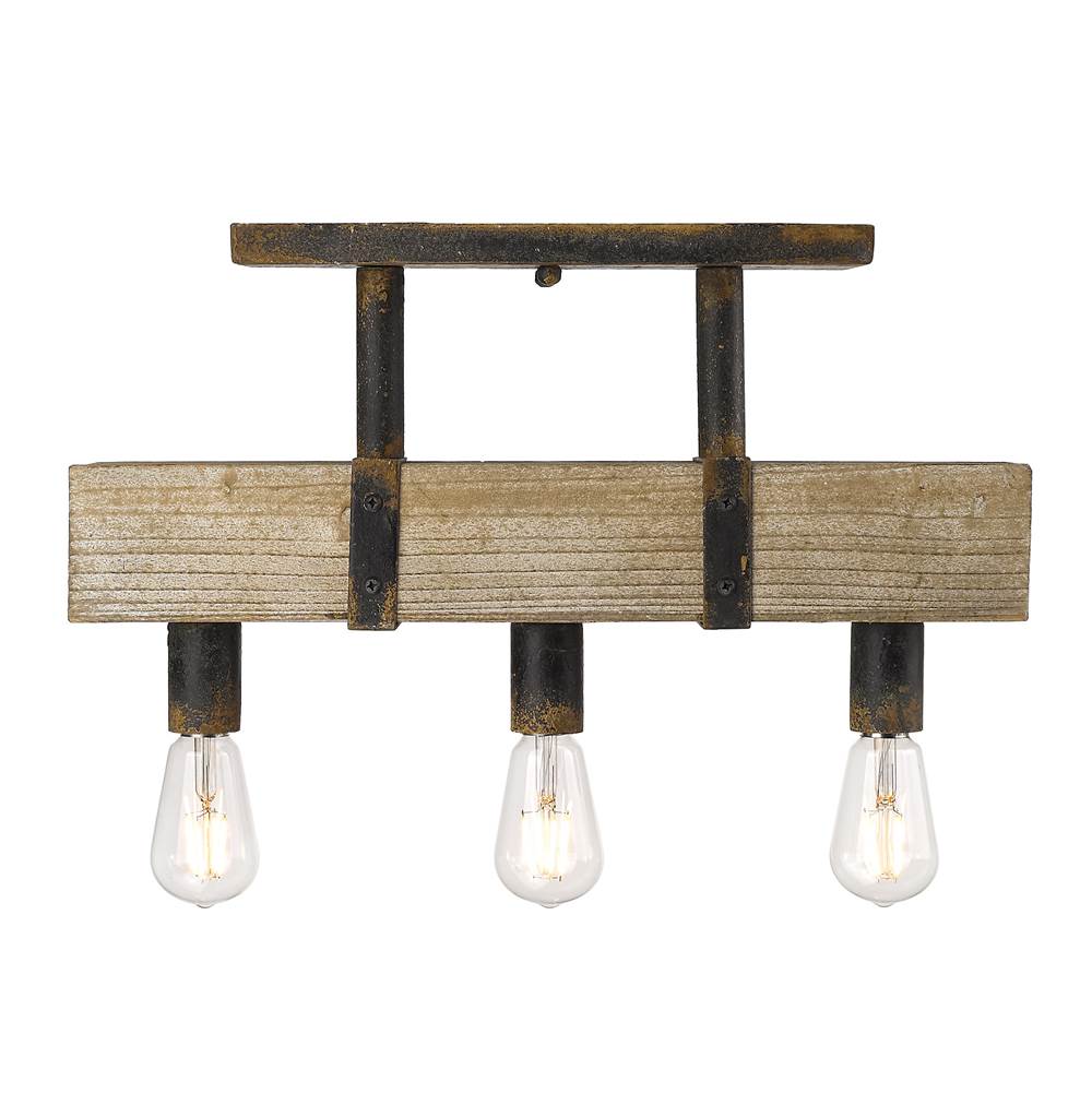 Golden Lighting Garrett Golden Lighting Garrett 3-light Semi-flush Mount In Antique Black Iron