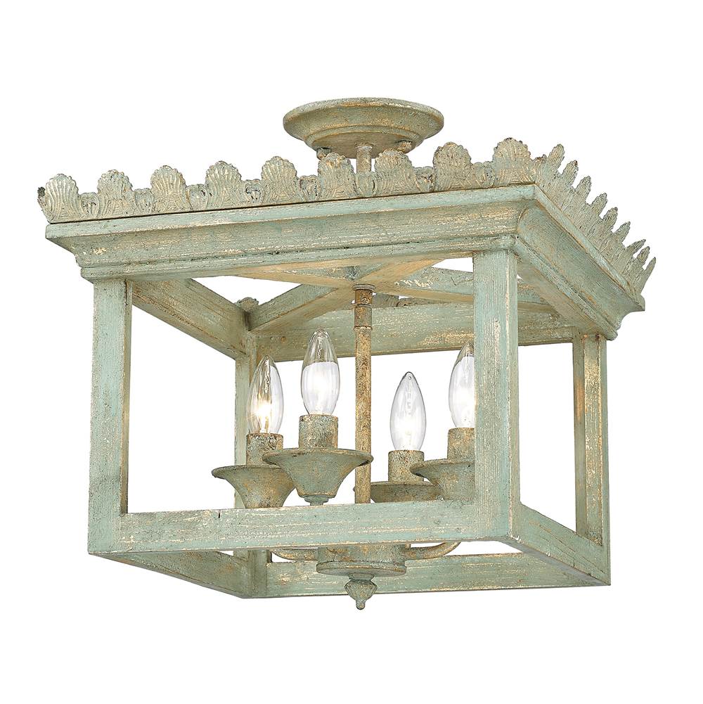 Golden Lighting 0838-SF VS Vintage Sage Golden Lighting Finley 4-light Semi-flush Mount In Vintage Sage Image 1