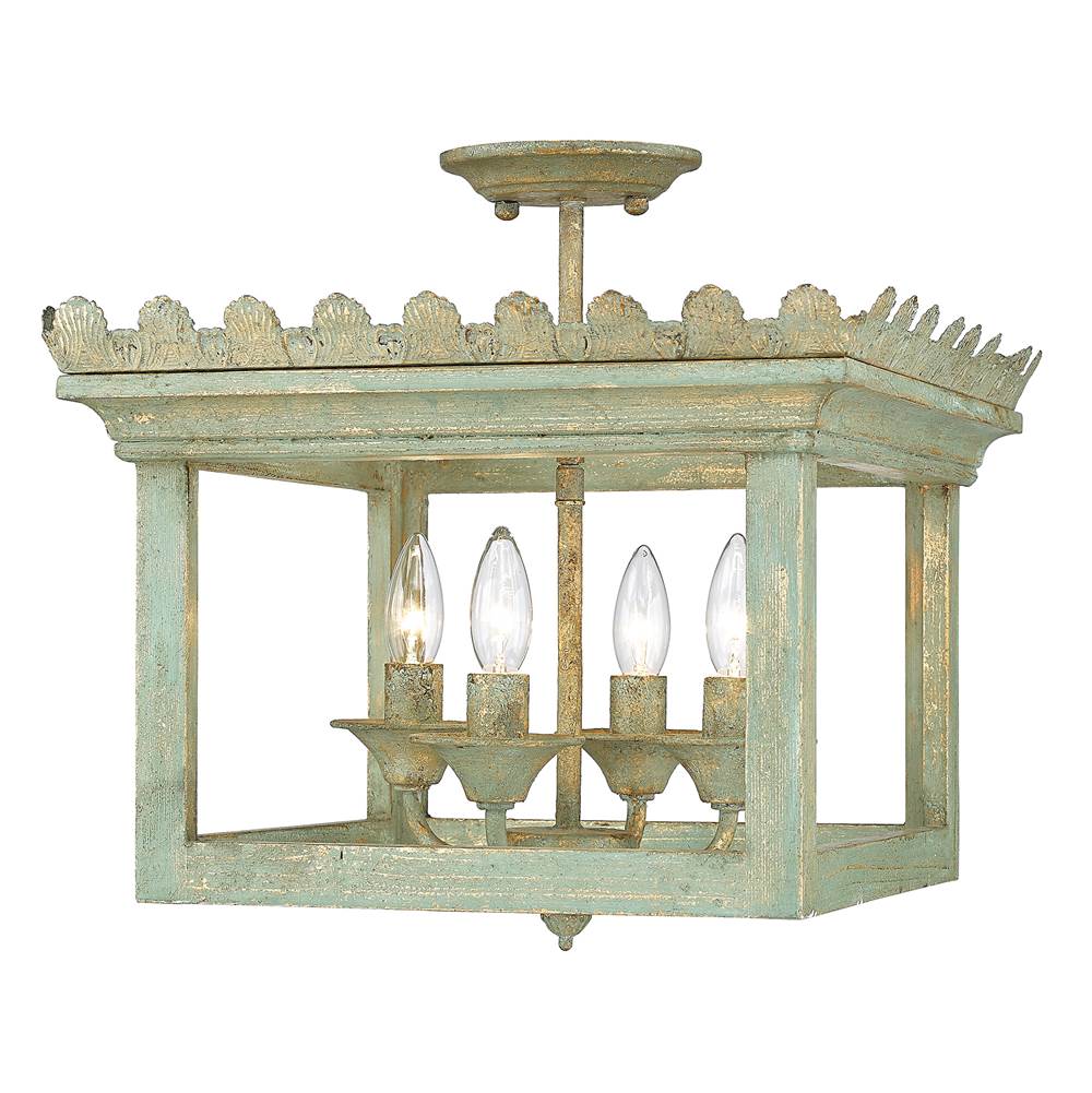 Golden Lighting 0838-SF VS Vintage Sage Golden Lighting Finley 4-light Semi-flush Mount In Vintage Sage Image 4