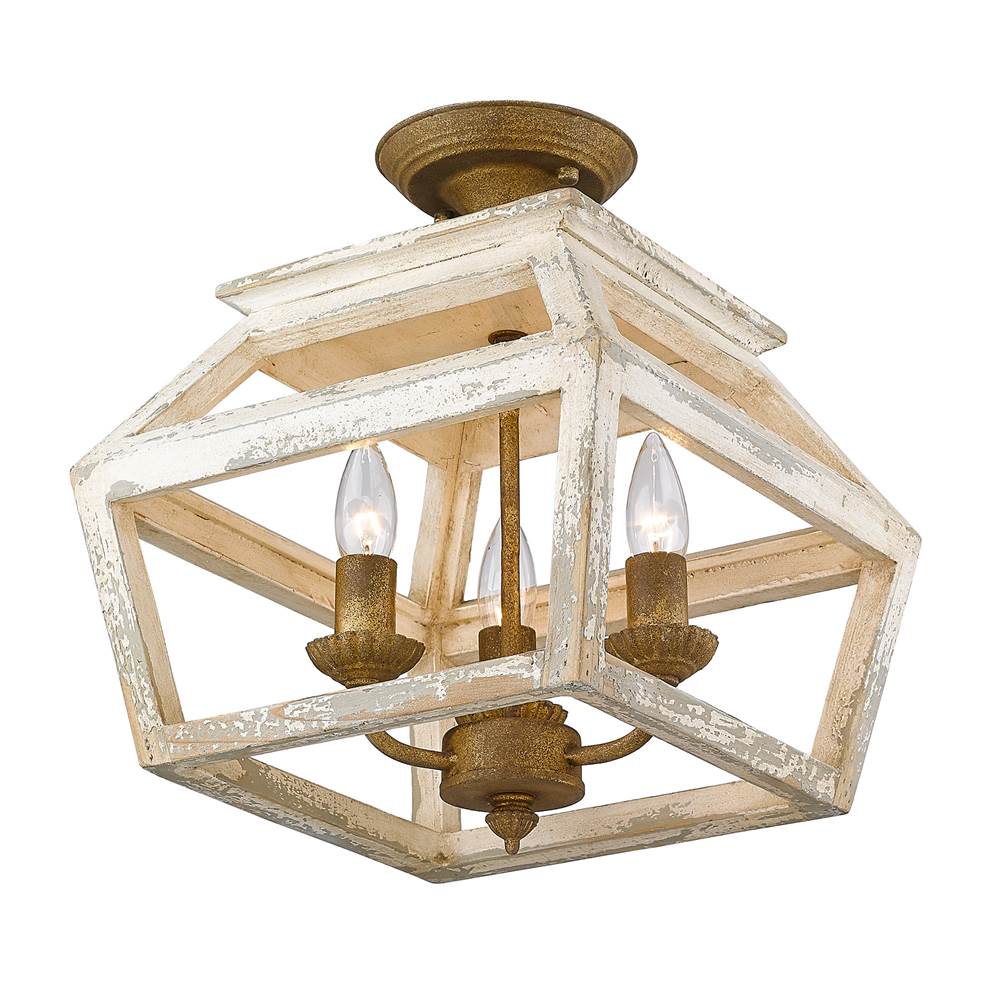 Golden Lighting 0839-SF BC Burnished Chestnut Golden Lighting Haiden 3-light Semi-flush Mount In Burnished Chestnut Image 1