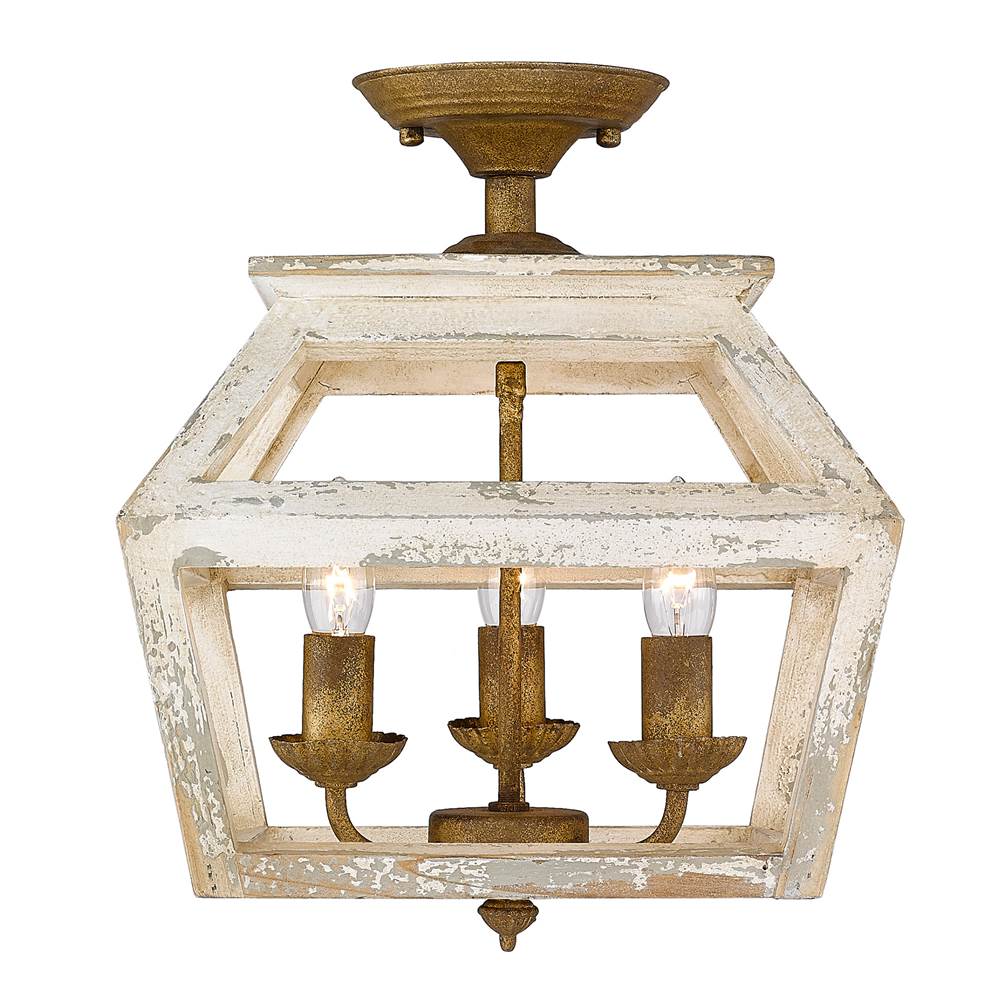 Golden Lighting Haiden Golden Lighting Haiden 3-light Semi-flush Mount In Burnished Chestnut