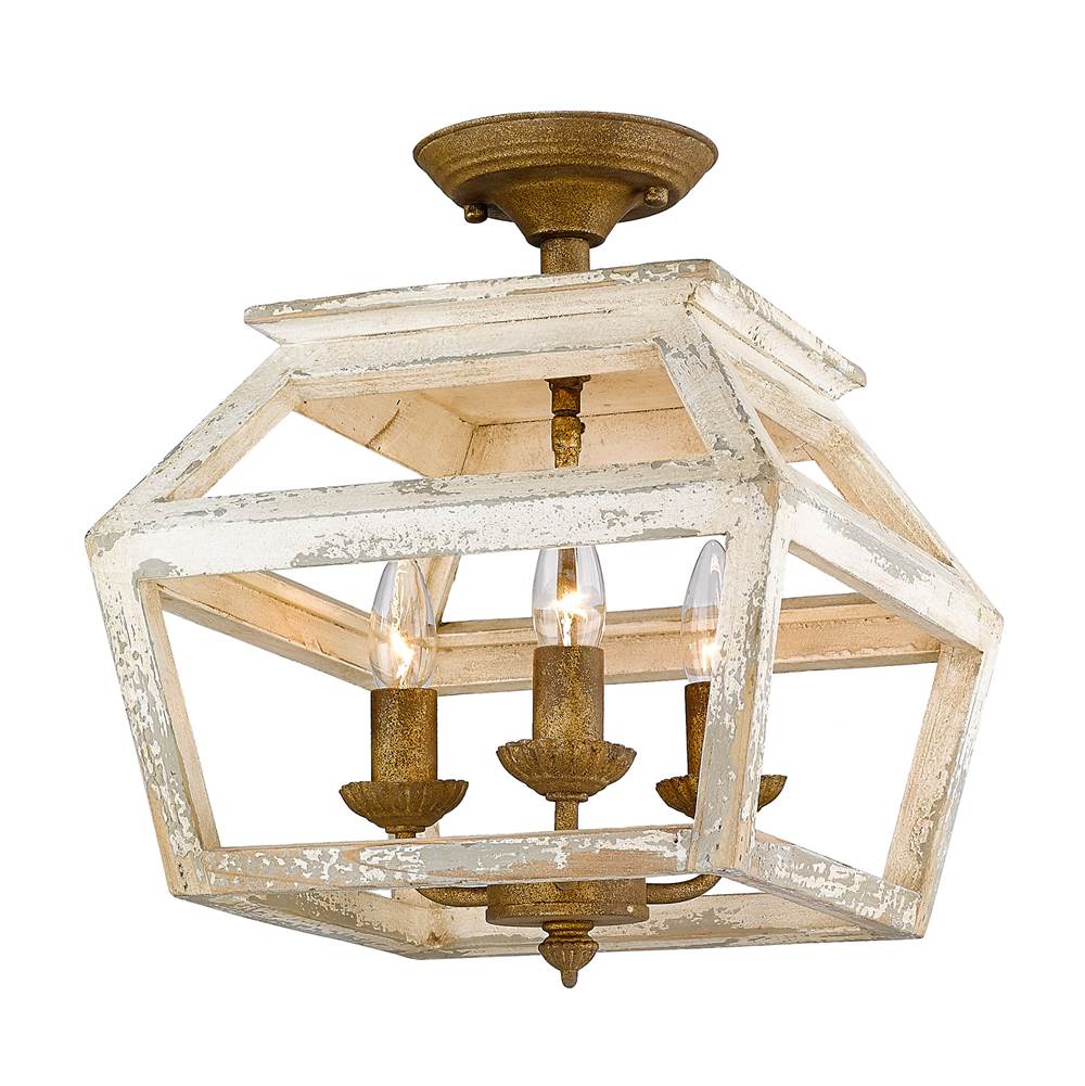 Golden Lighting 0839-SF BC Burnished Chestnut Golden Lighting Haiden 3-light Semi-flush Mount In Burnished Chestnut Image 2
