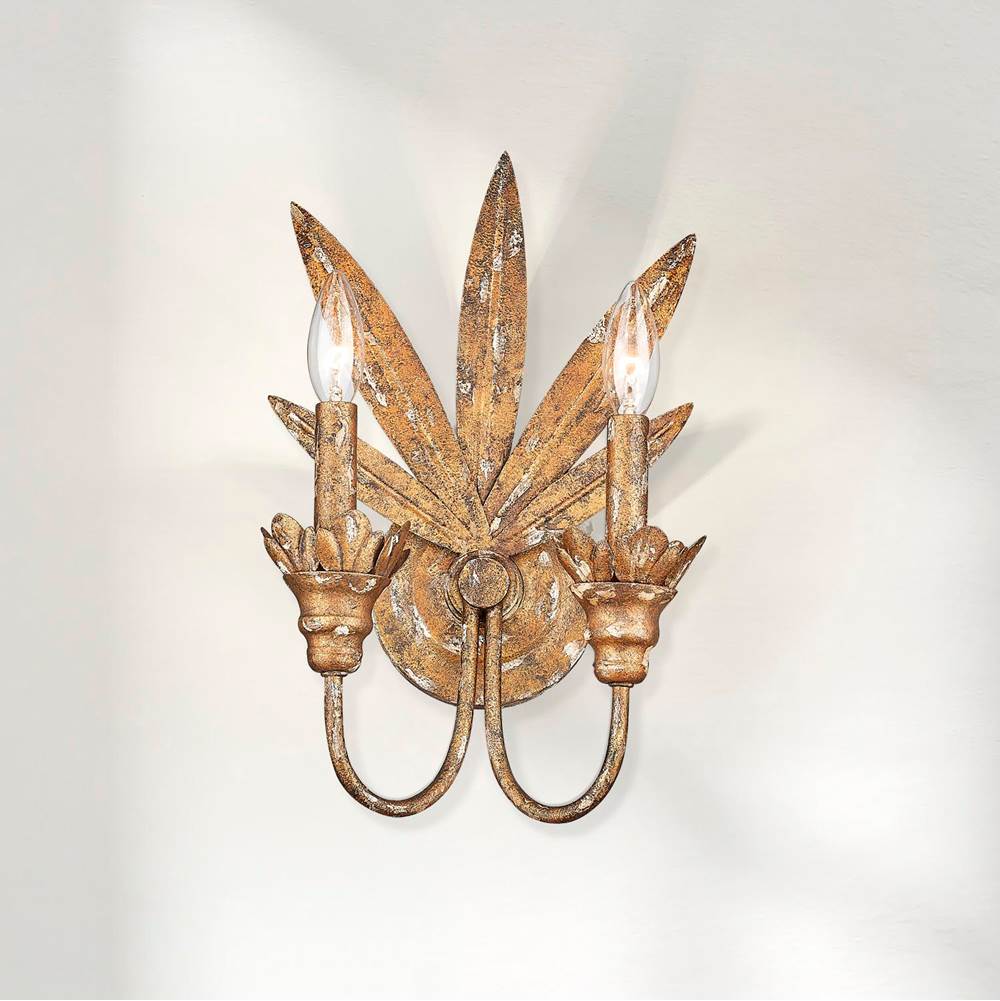 Golden Lighting 0846-2W HG Heirloom Gold Golden Lighting Lillianne 2-light Wall Sconce In Heirloom Gold Image 2