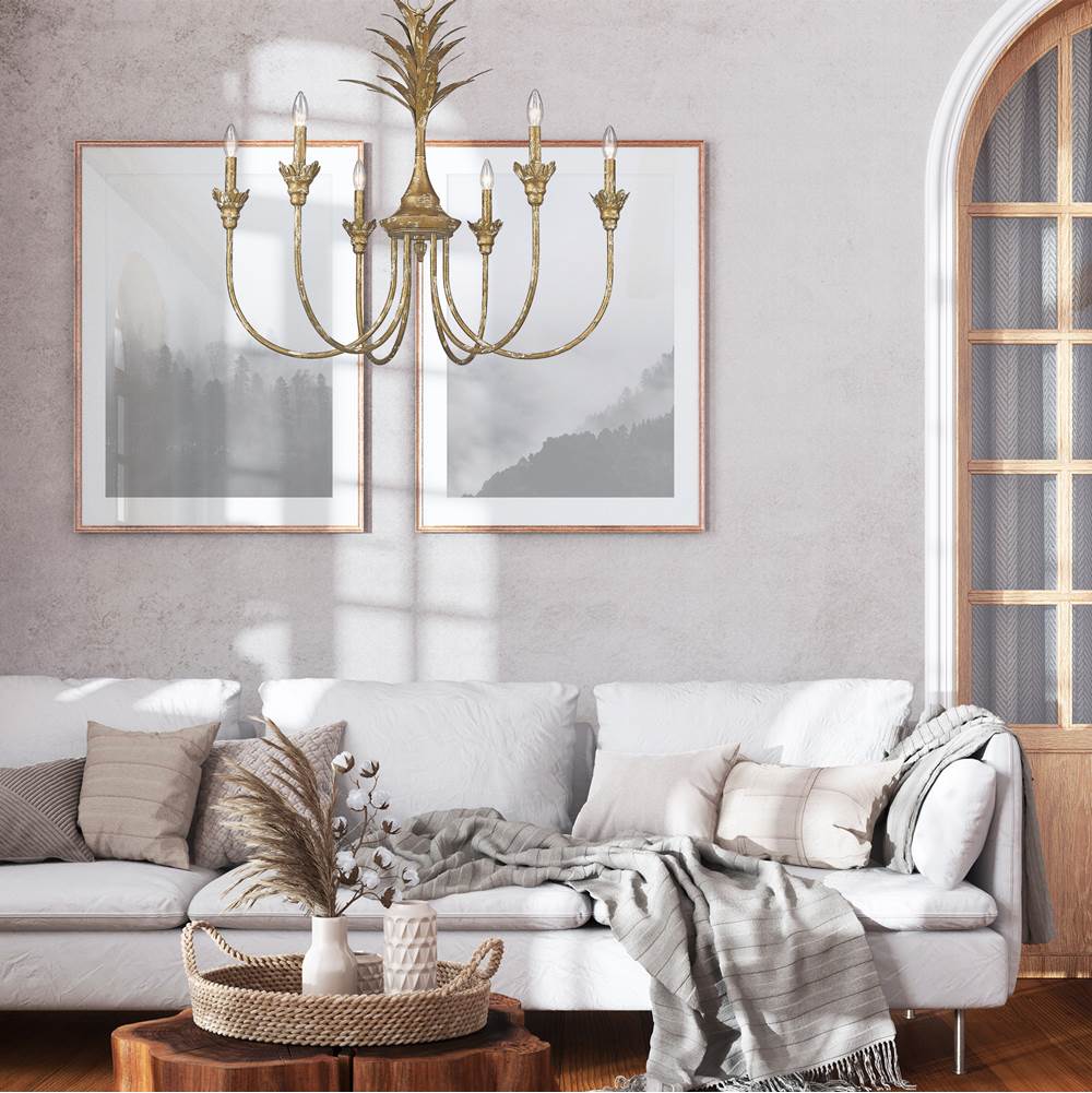 Golden Lighting 0846-6 HG Heirloom Gold Golden Lighting Lillianne 6-light Chandelier In Heirloom Gold Image 3